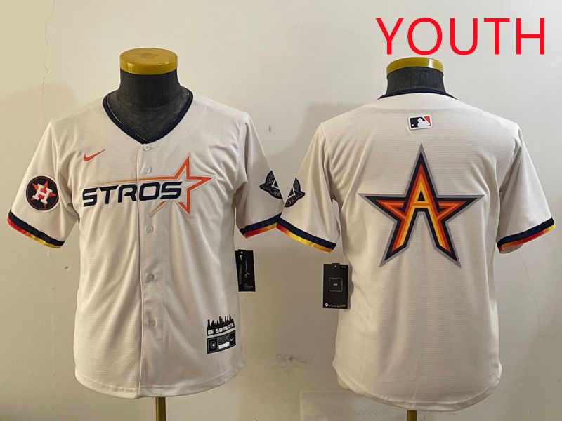 Youth Houston Astros Blank Cream three generations Joint Name 2025 Nike MLB Jersey style 4146->youth mlb jersey->Youth Jersey